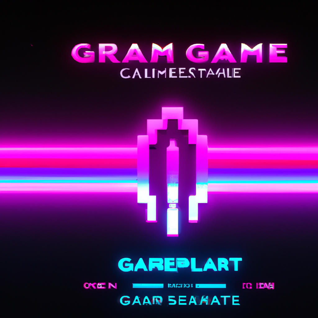 Stylized gameplay screenshot with neon arena and HUD